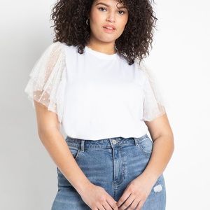 NWT Eloquii ruffle sleeve top
